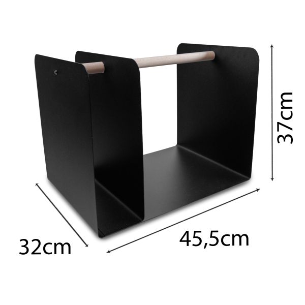 Holzträger | Kaminbox | schwarz | 2-Fächer Holzträger | Kaminbox | schwarz | 2-Fächer